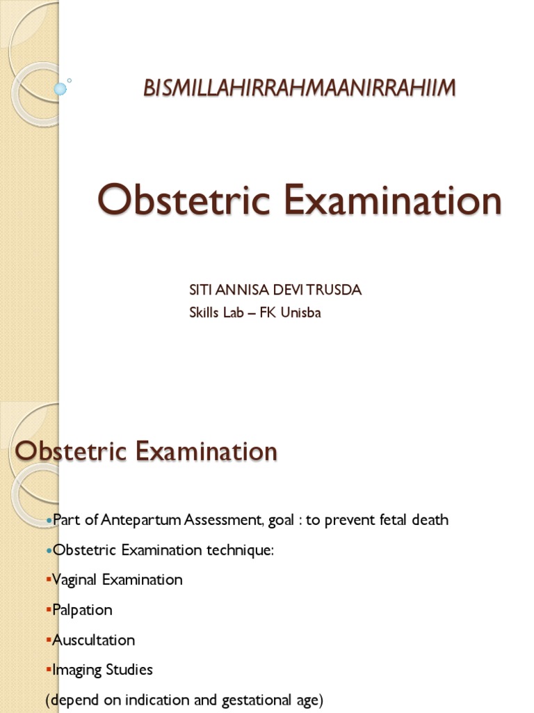 Obstetric Examination Techniques Overview | PDF | Obstetrics | Human ...