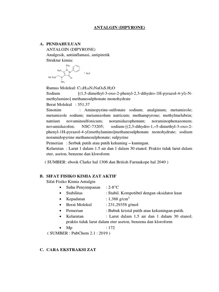 Struktur dan Sifat Antalgin (Dipyrone) | PDF | Sains & Matematika