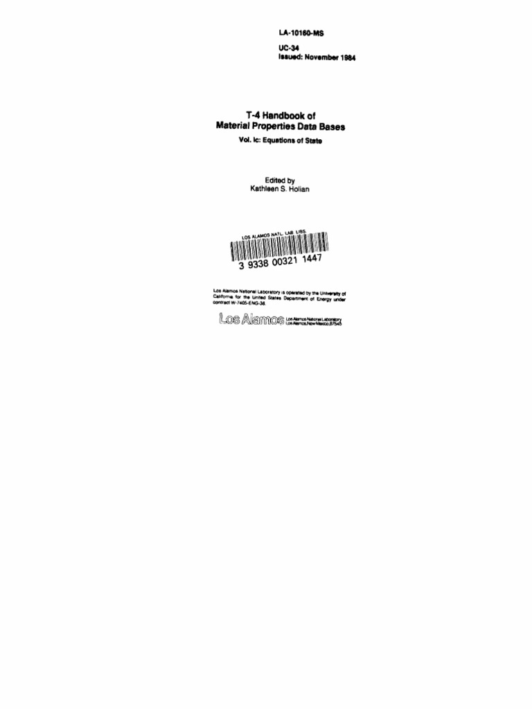 T-4 Handbook of Material Properties Data Bases PDF | PDF | Gases ...