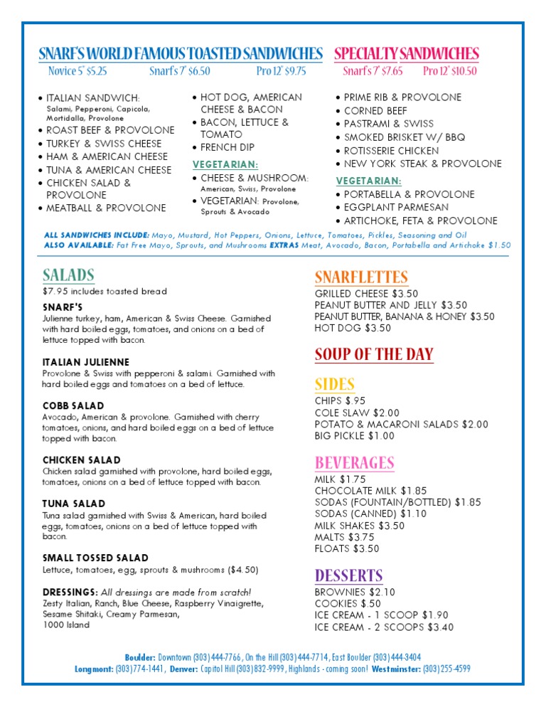 Snarf's Menu | PDF | Foods
