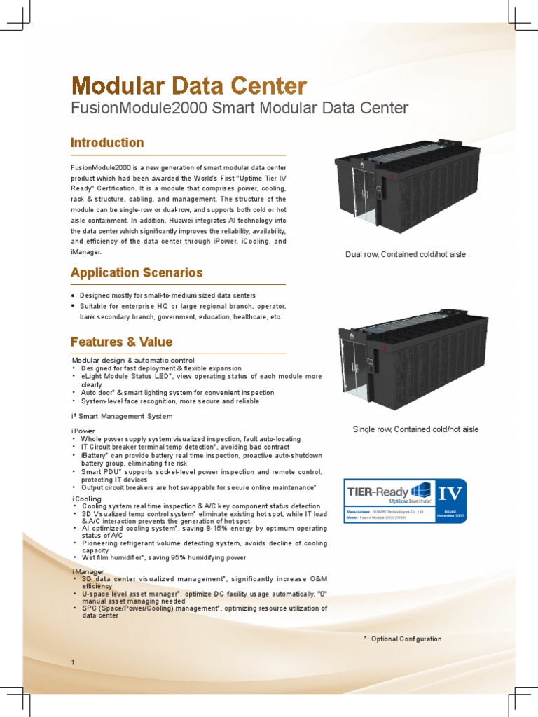 FusionModule2000 Smart Modular Data Center Datasheet PDF Data