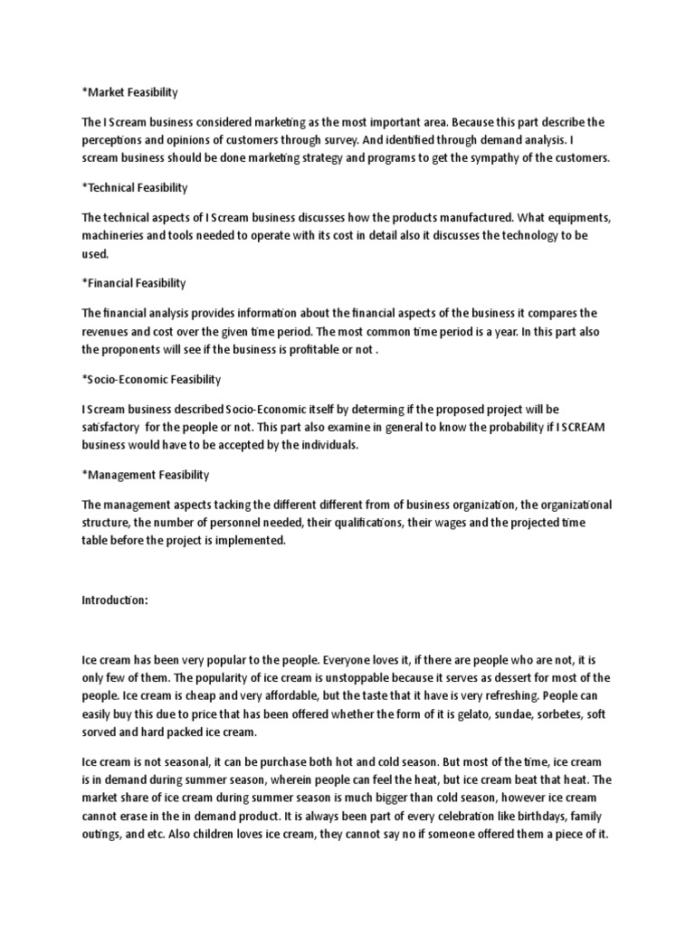 Feasibility Study PDF Ice Cream Feasibility Study