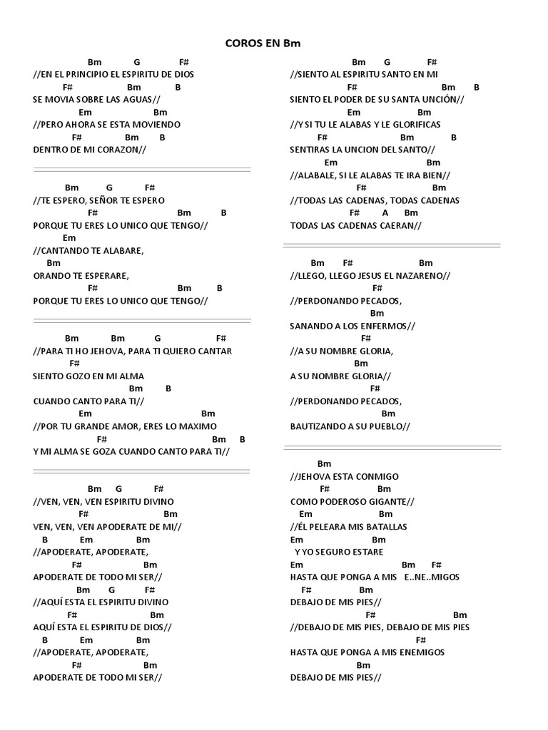 Cadena De Coros Con Acordes | Pdf | Religión Y Creencia