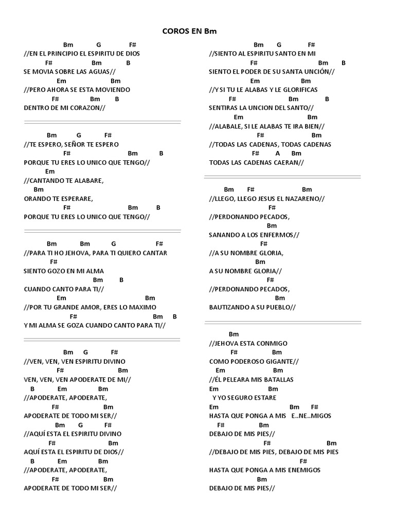 Cadena De Coros Con Acordes Pdf Religión Y Creencia