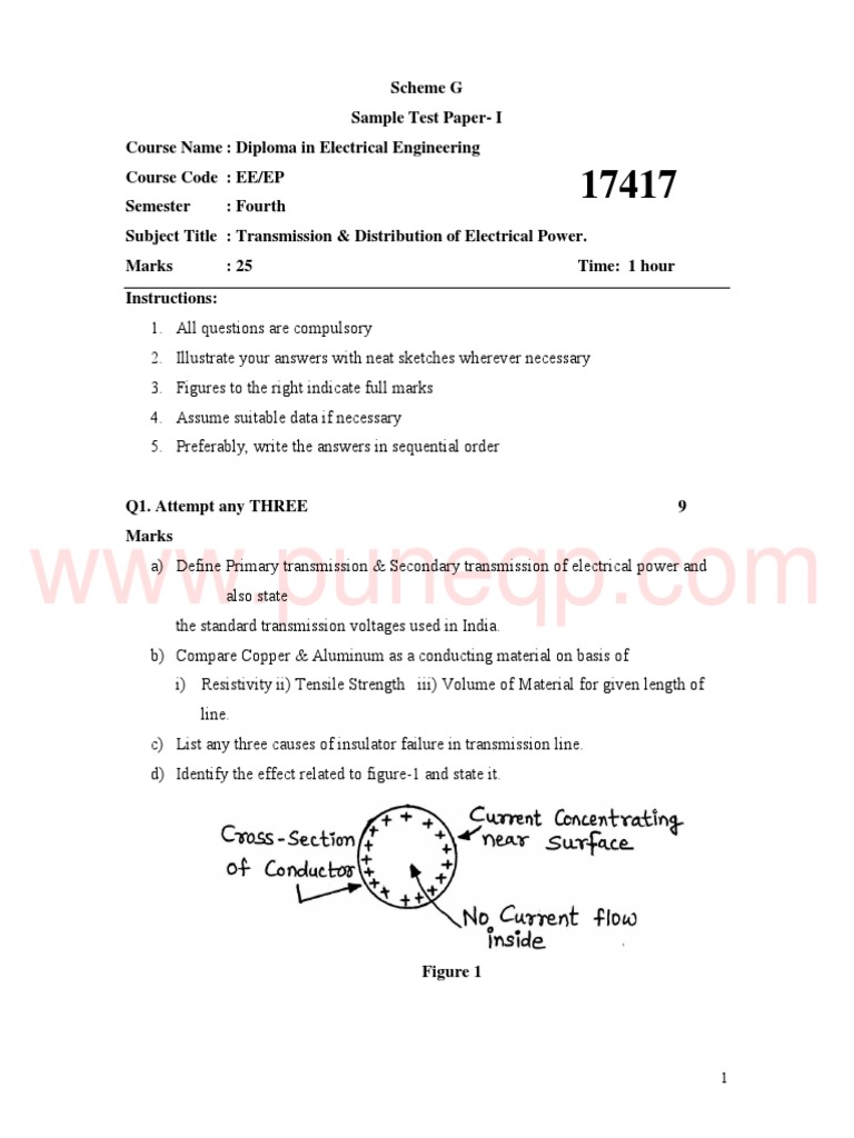Transmission & Distribution Exam Paper | PDF | Electric Power ...