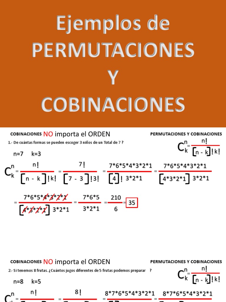 Ejemplos de Permutaciones y Combinaciones | PDF | Ocio | Enseñanza de ...