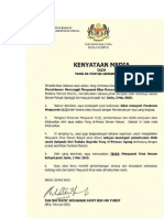LETTER BY PARLIAMENT SPEAKER TO MAHATHIR - Parliament Rejects Mahathir 
