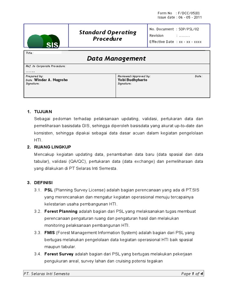 Sop Data Management | PDF