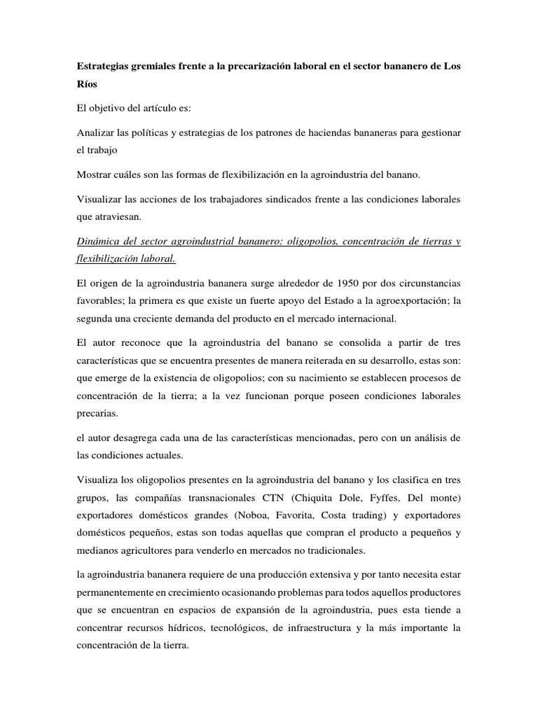 Estrategias Gremiales Frente A La Precarización Laboral en El Sector ...