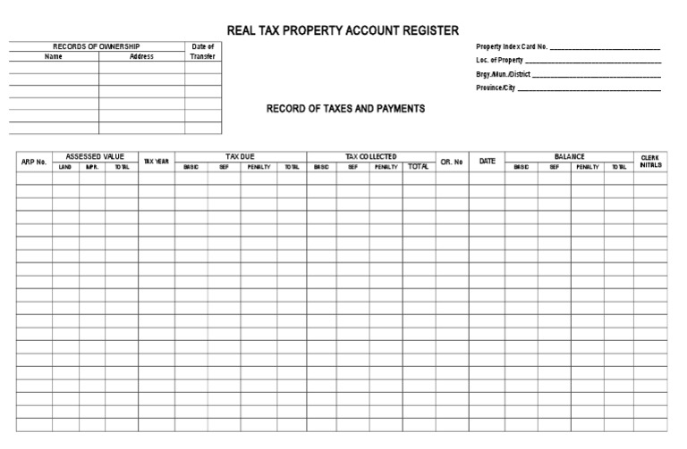 Real Property Tax Account Register 2024 | PDF