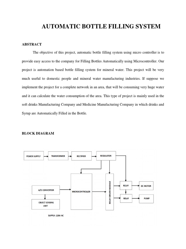 Automatic Bottle Filling System | PDF | Microcontroller | Electric Motor