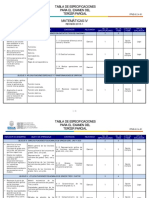 Tabla de Especificaciones Matemáticas Iv