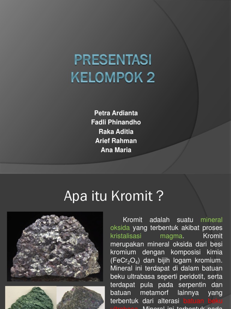 Kromit: Mineral, Sumber, dan Kegunaan | PDF | Sains & Matematika