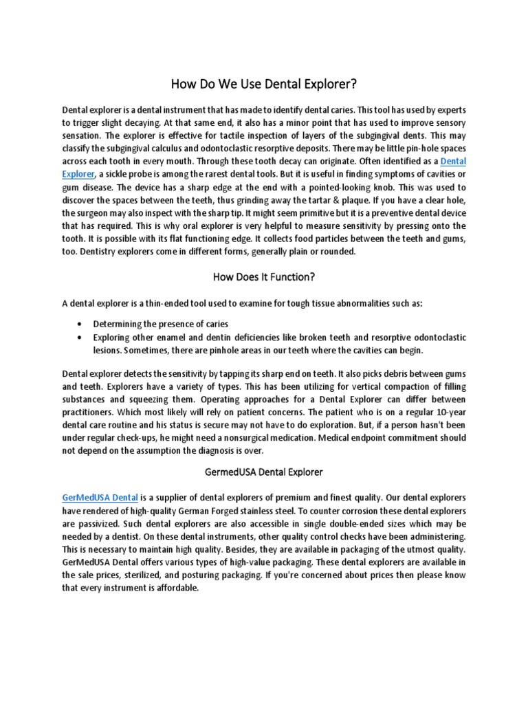 How Do We Use Dental Explorer PDF