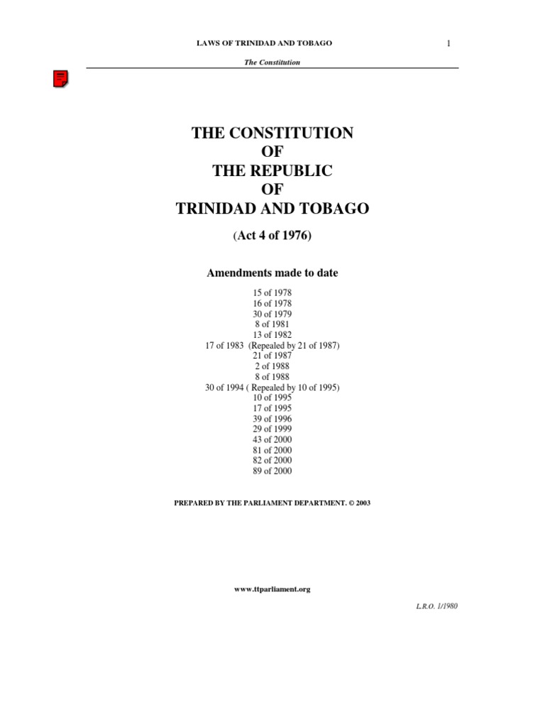 The Constitution of Trinidad and Tobago | PDF