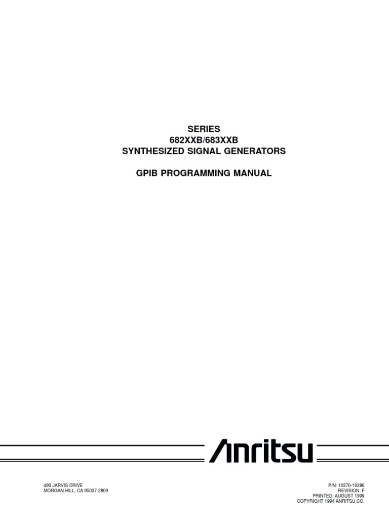 Series 682XXB - 683XXB Synthesized Signal Generators Gpib Programming ...