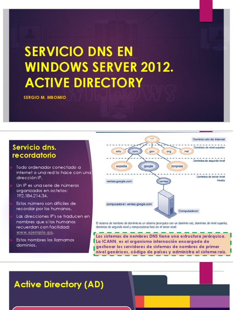 Servicio DNS y Active Directory en Windows Server 2012 | PDF