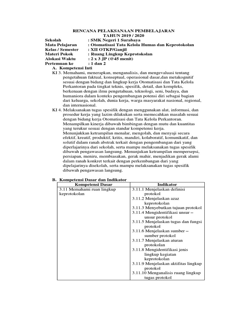 Rpp 3 11 Ruang Lingkup Keprotokolan