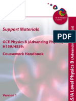 Support Materials: GCE Physics B (Advancing Physics) H159/H559: Coursework Handbook