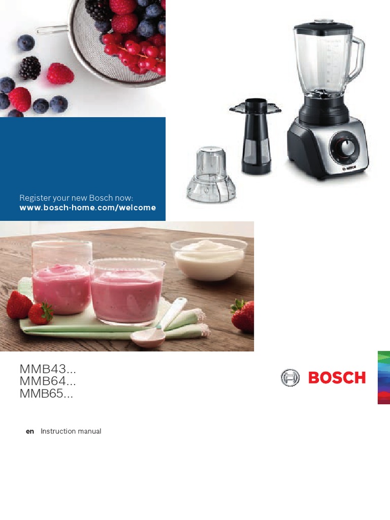 Blender Bosch MMB43G2B, 700 W, 2.3 L, 5 Viteze + Functie Turbo PDF