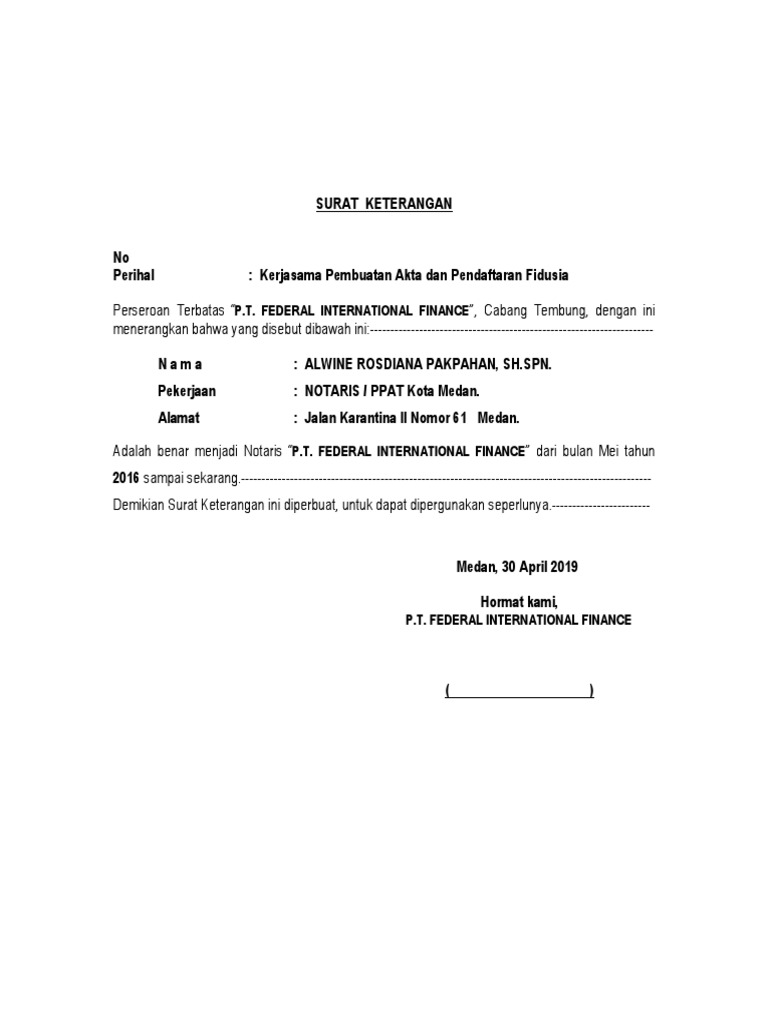 Surat Referensi FIF | PDF