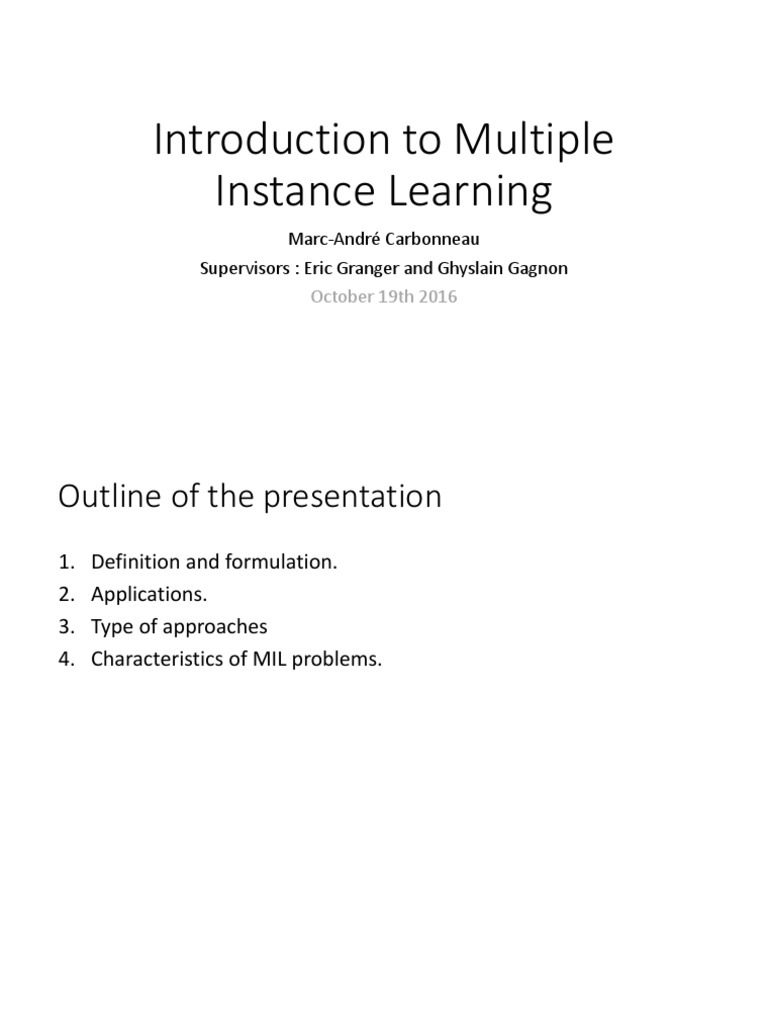 Introduction to Multiple Instance Learning | PDF