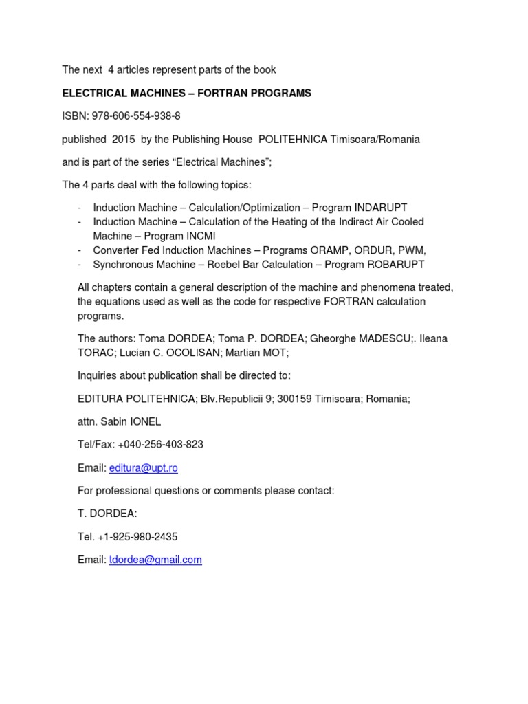 Induction Machine Optimization with FORTRAN | PDF | Technology ...