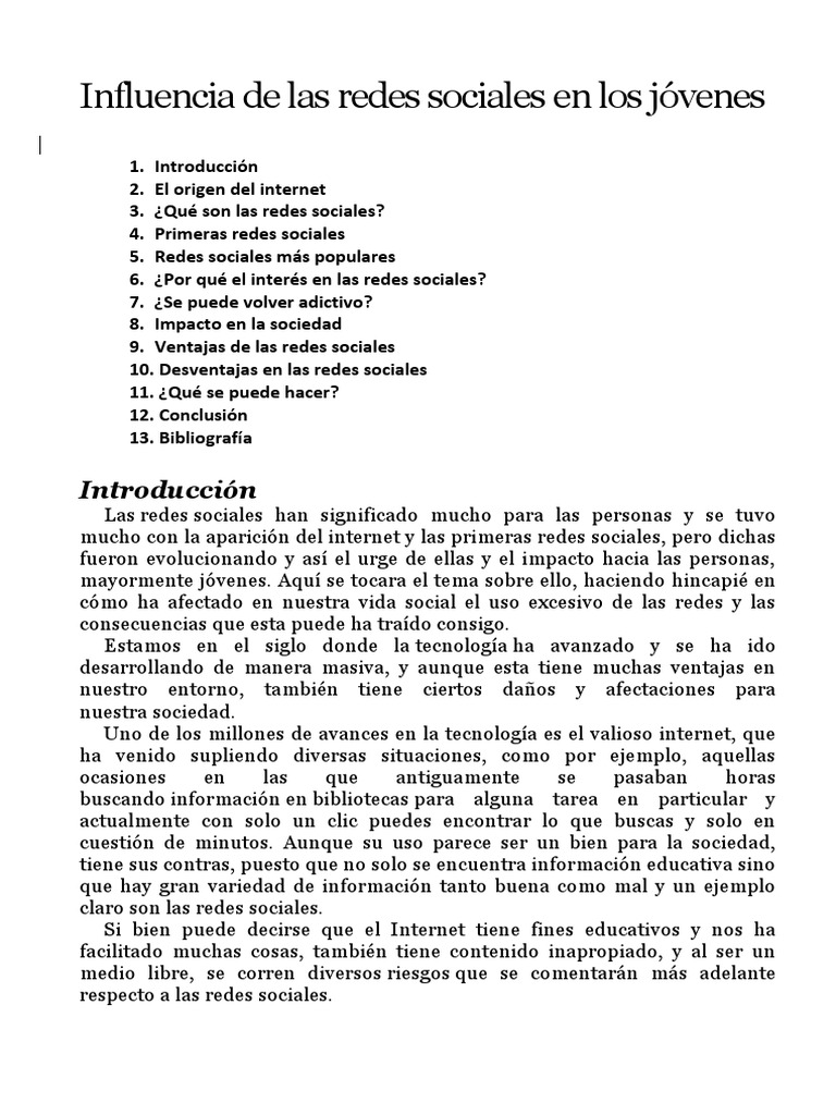 Impacto de las Redes Sociales en Jóvenes | PDF | Ciencias sociales