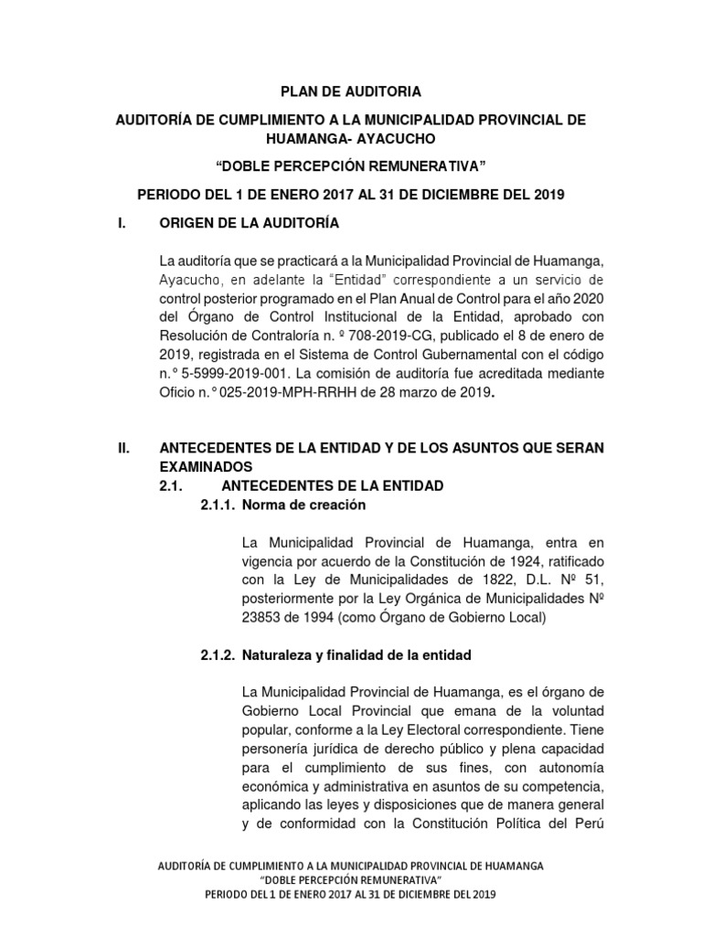 Plan Programa de Auditoria | PDF | Finanzas y dinero | Derecho