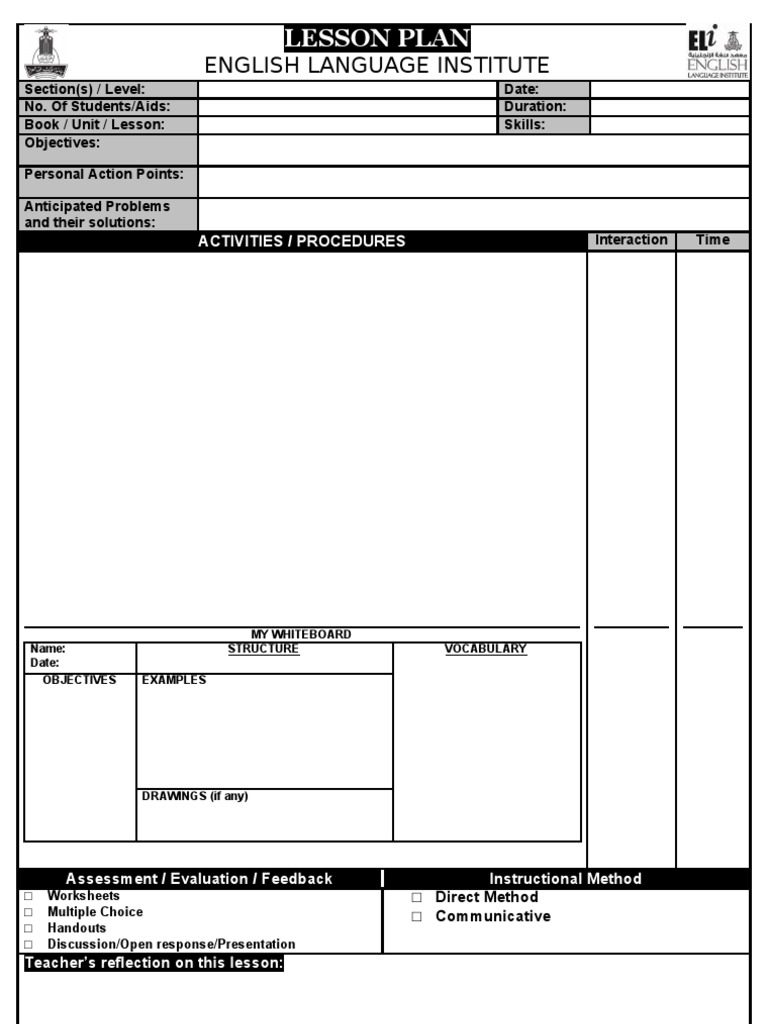 English Lesson Plan Template | PDF