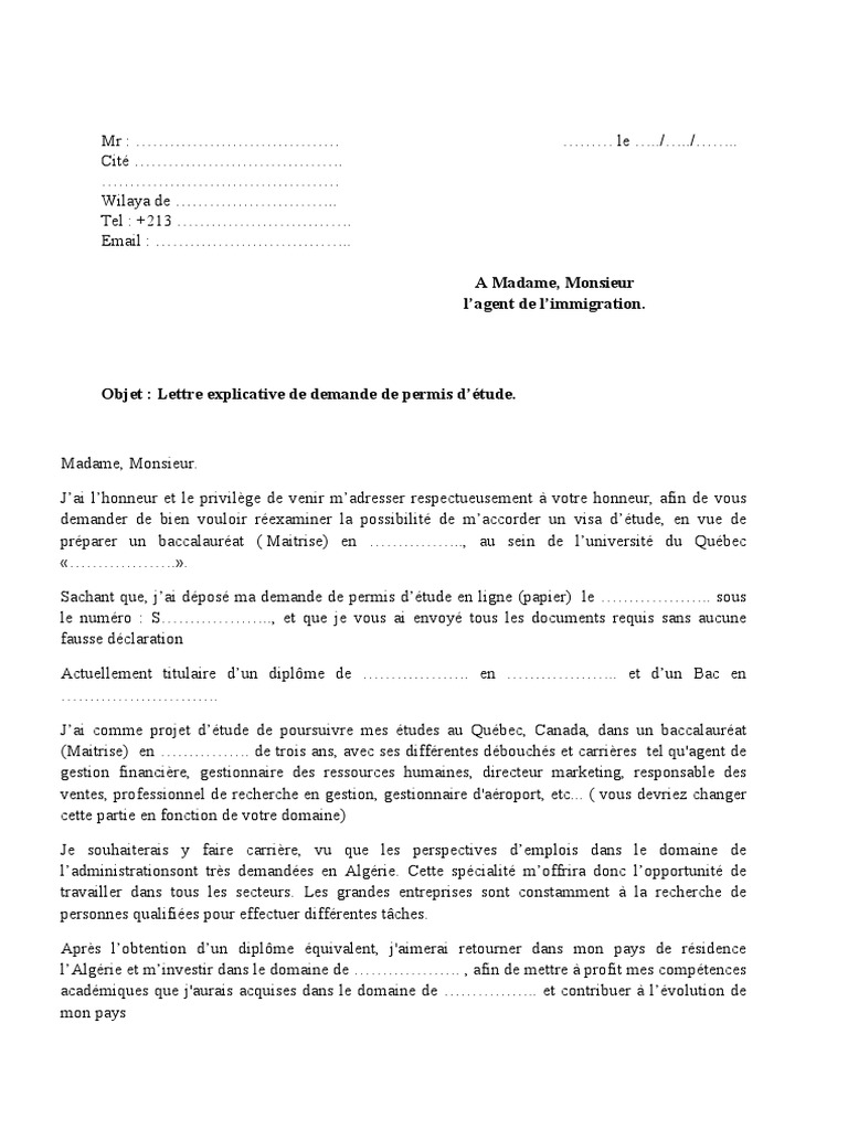 Exemple De Lettre De Motivation Pour Immigrer Au Canada Binder 1 | PDF | Canada