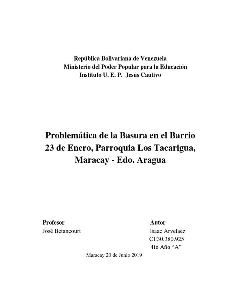 Problemas de Basura en Maracay | PDF | Vertedero | Residuos