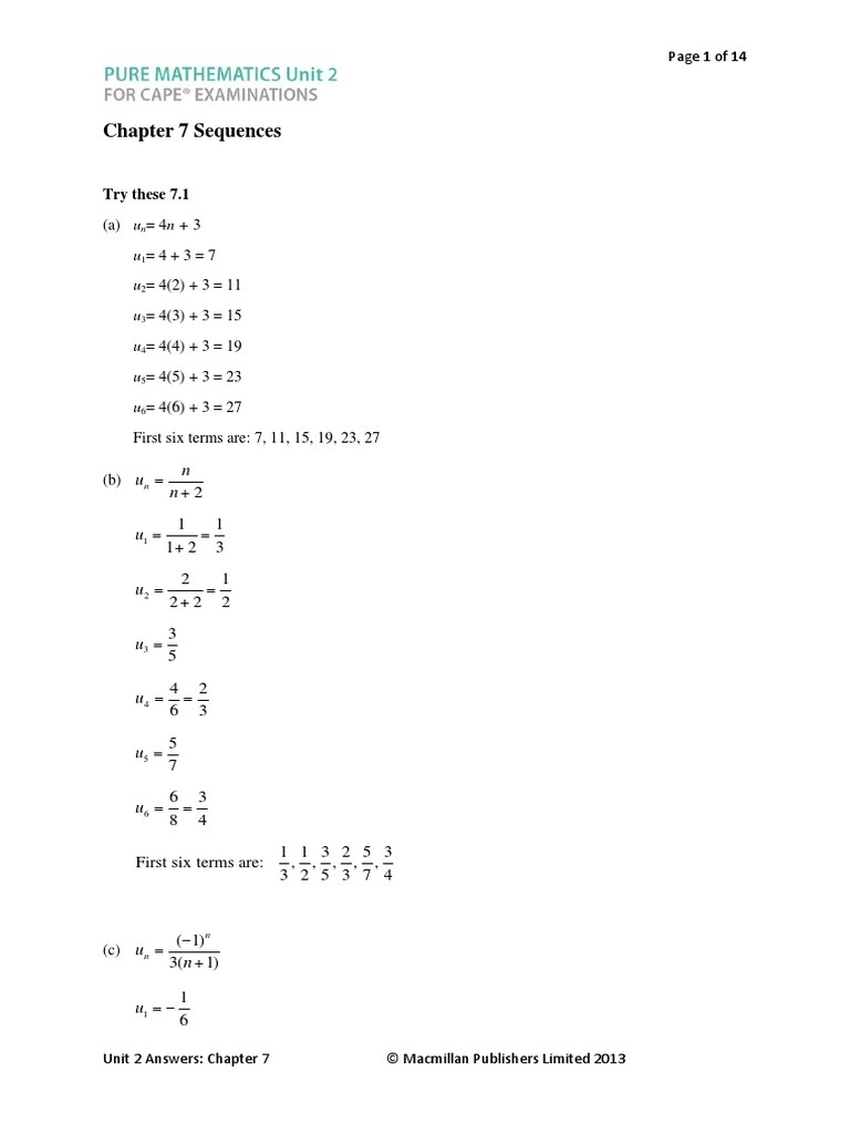 Chapter 7 Sequences: Unit 2 Answers | PDF | Rna | Buildings And Structures