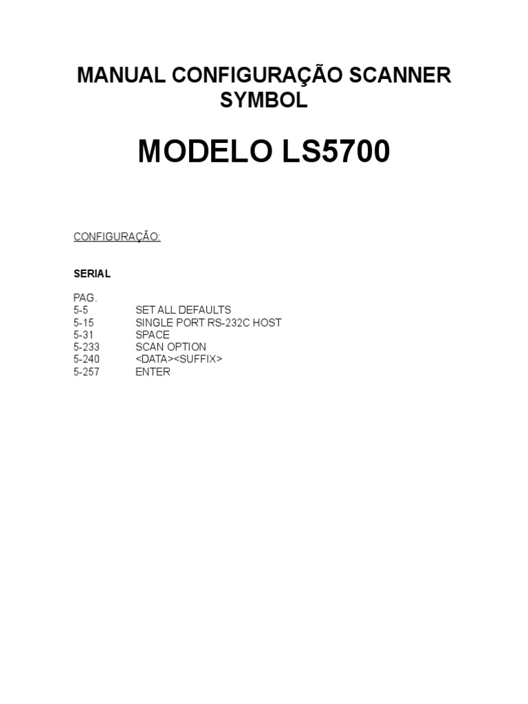 LS5700 Scanner Configuration Manual | PDF