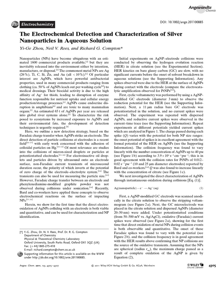Electrochemical Detection of Ag Nanoparticles | PDF | Electrochemistry ...