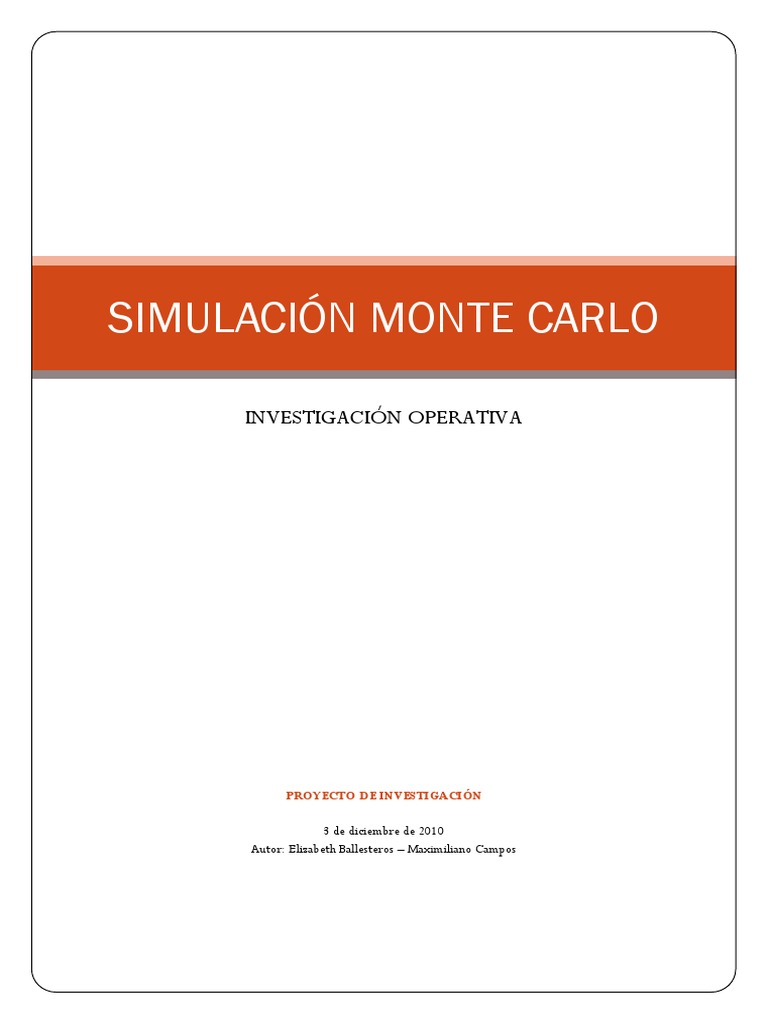Simulación Monte Carlo en Investigación Operativa | PDF | Simulación ...