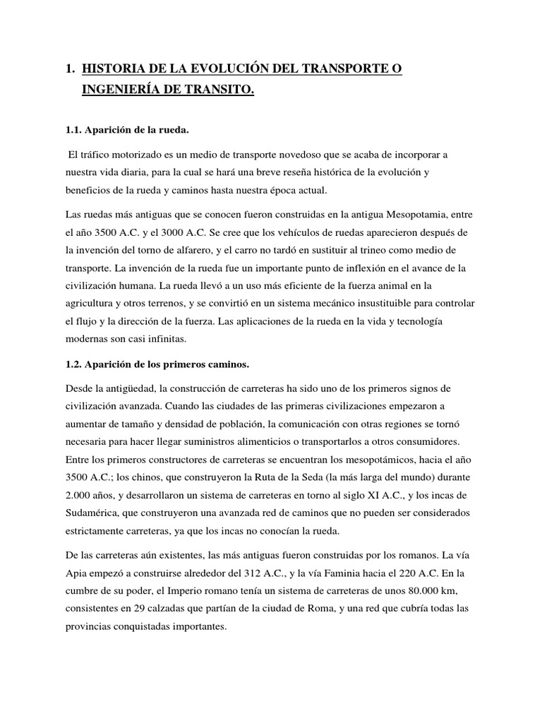 Evolución del Transporte y Tráfico | PDF | La carretera | La congestión ...