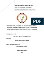 PROPUESTA DE UN SISTEMA DE GESTION DE SEGURIDAD Y SALUD EN EL TRABAJO BASADO EN LA LEY N29873 PARA LA EMPRESA JC GRUPO CONSTRUCTOR S A C Autogua