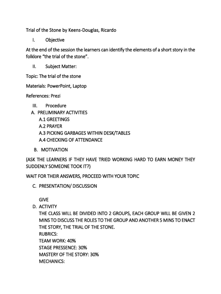 Trial of The Stone PDF Behavior Modification Communication