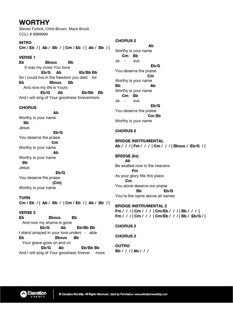 Worthy Is Your Name Chords & Lyrics | PDF | Song Structure