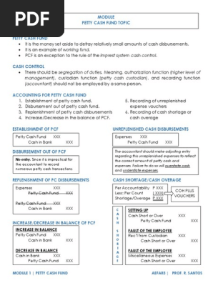 SUMMARY NOTES ON PETTY CASH