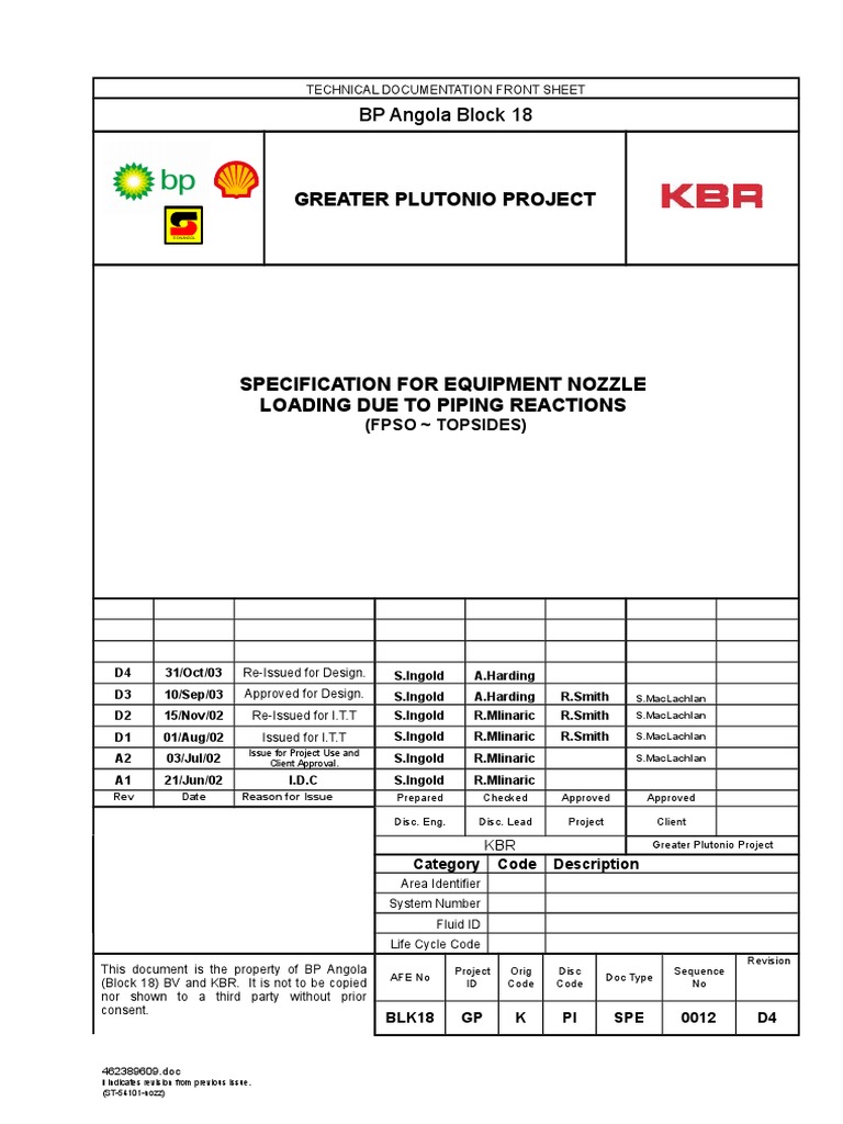 Nozzle Load Specification for Equipment | PDF | Pump | Pipe (Fluid