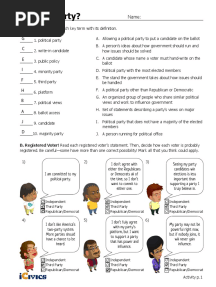 One Big Party Activity Fillable Answers