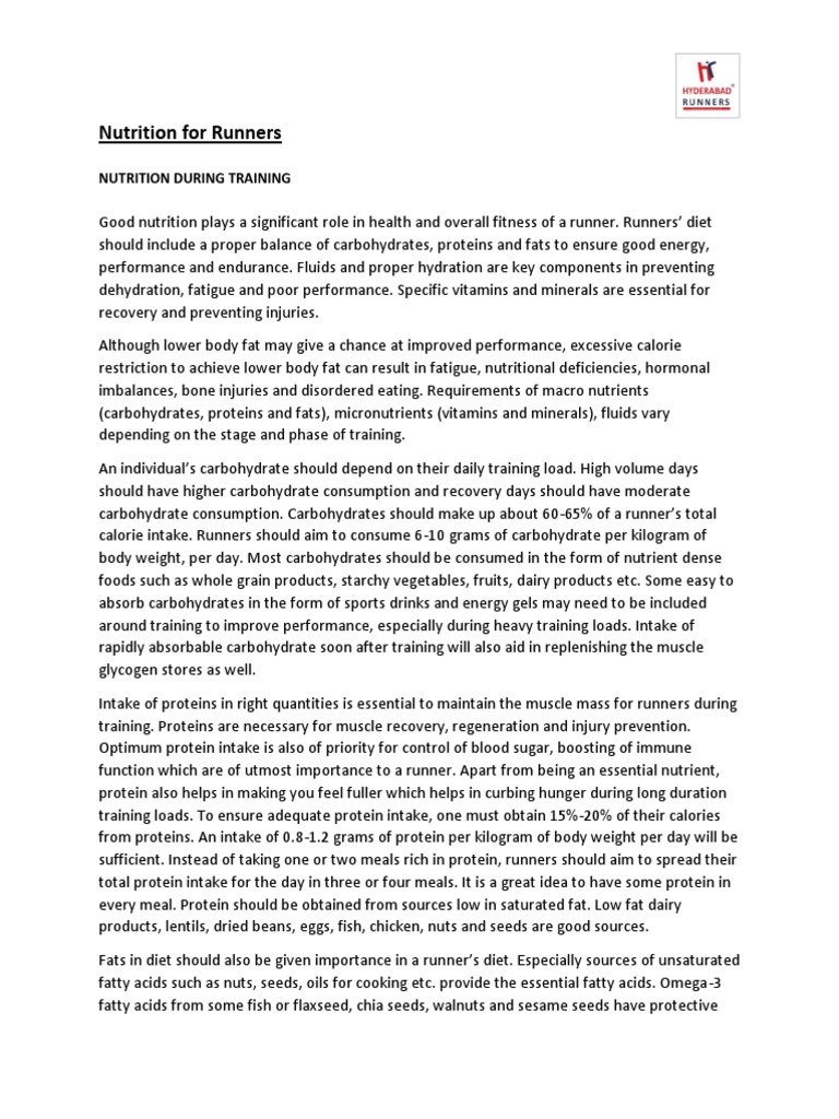 Nutrition For Runners PDF Nutrition Diet & Nutrition