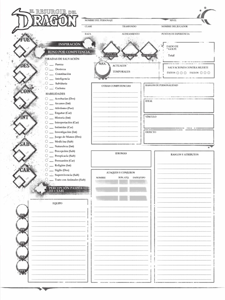 Ficha Editable El Resurgir Del Dragón PDF PDF