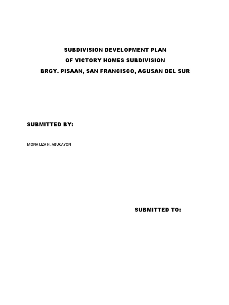 Subdivision Development Plan | PDF | Land Lot | Market (Economics)