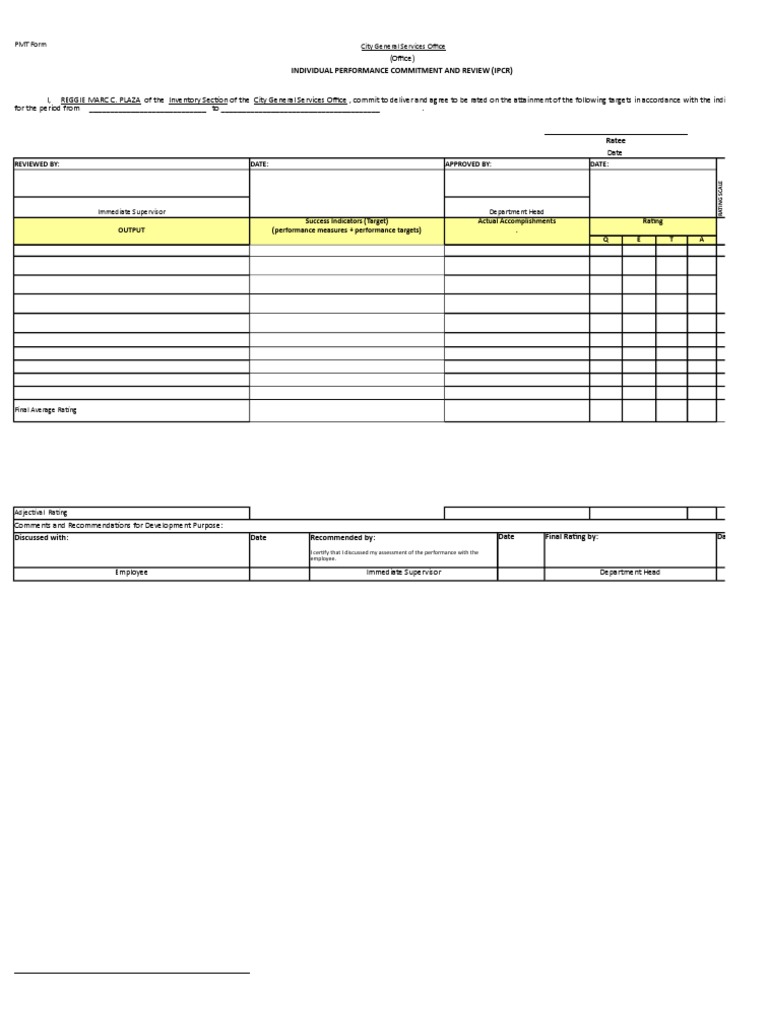 IPCR Template for Government Employees | PDF | Vacuum Tube | Business