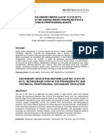 Reforma Do Ensino Médio (Lei #13.415/2017) : Retrocesso No Ensino Médio Propedêutico e Técnico-Profissionalizante