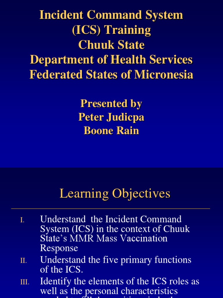 2017 Chuuk Ics Presentation | PDF | Incident Command System | Business