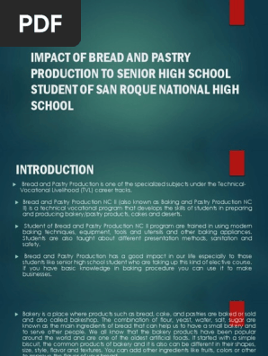 IMPACT OF BREAD AND PASTRY PRODUCTION TO SENIOR
